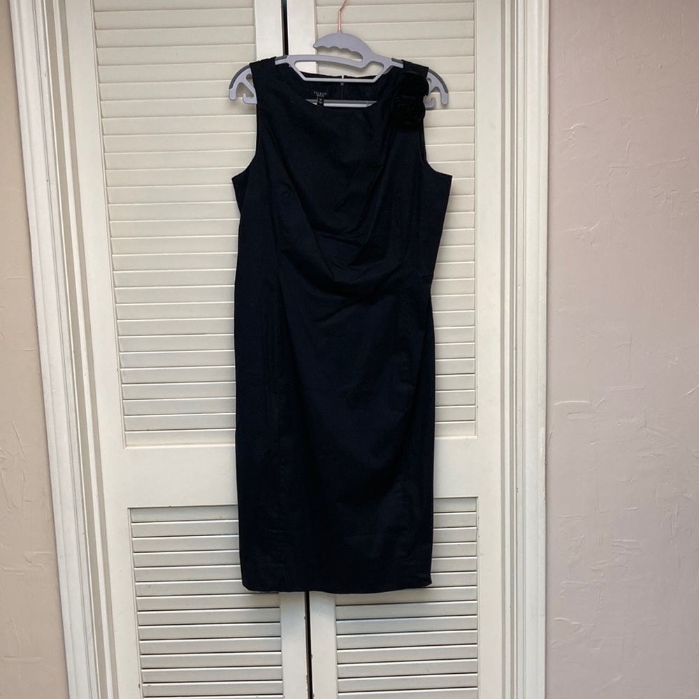 Talbots NWT Little Black Dress with Rose Embellishment on Left Should